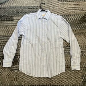 NWOT Michael Kors Slim Fit Long Sleeve Button Down in Light Blue, White, Neck 16